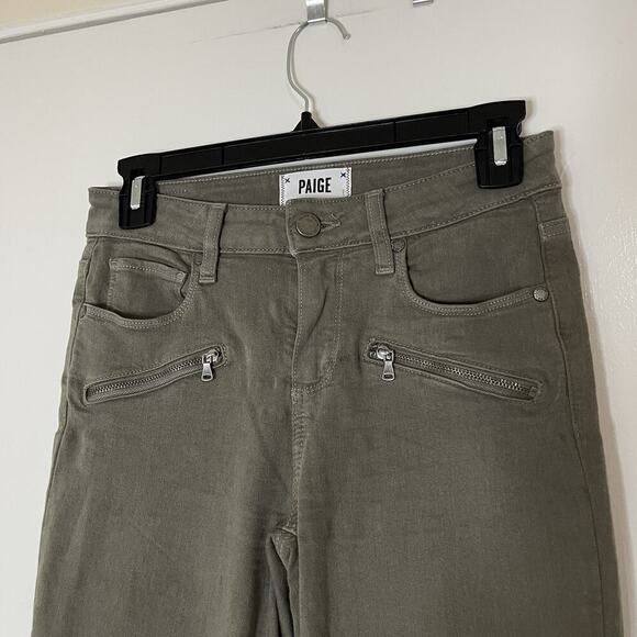 PAIGE olive green indio zip ankle jeans size US 6 - Picture 3 of 5